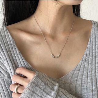U Shape Alloy Necklace Silver - One Size