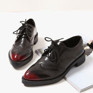 Faux Leather Hidden Wedge Brogue Shoes