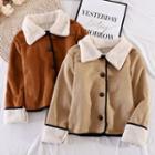 Fleece-lined Suede Button Jacket