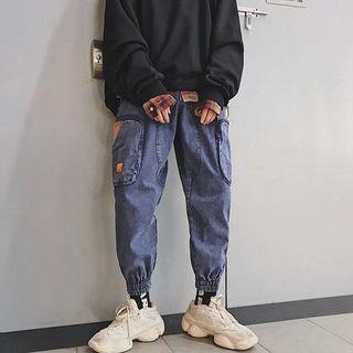 Pocket Patch Cuffed Straight-fit Jeans