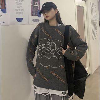 Cartoon Lettering Crewneck Sweater