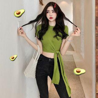 Tie-waist Short-sleeve Crop Top
