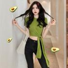 Tie-waist Short-sleeve Crop Top