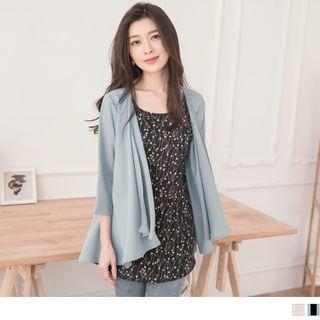 3/4 Sleeve Floral Panel Mock Two Piece Top