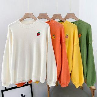 Embroidered Loose-fit Knit Top