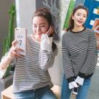 Mock Two-piece Stripe Long-sleeve Sweatshirt