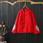 Embroidered Padded Frog-buttoned Jacket