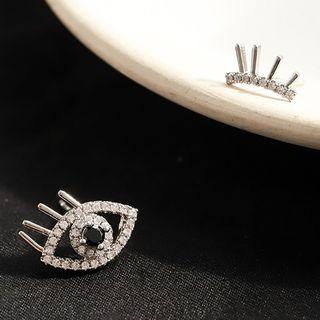 Rhinestone Eye Non-matching Earring 1 Pair - One Size