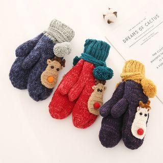 Deer Pom Pom Knit Gloves