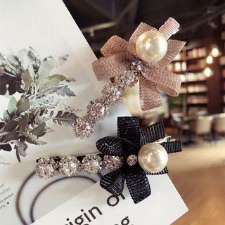 Rhinestone Beaded Ribbon Hair Clip