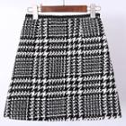 Houndstooth Knitted A-line Skirt