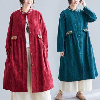 Embroidered Long-sleeve Medium Maxi Jacket