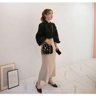 Band-waist H-line Maxi Skirt