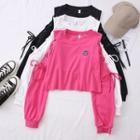 Lace Up-sleeve Crop Sweatshirt