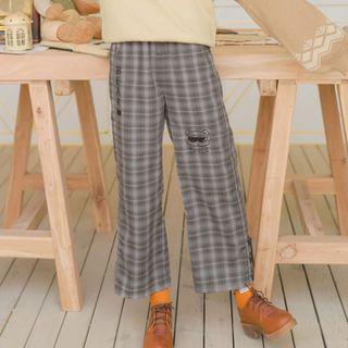 Printed Plaid Wide Leg Pants
