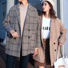 Couple Matching Plaid Double Breasted Coat