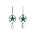 925 Sterling Silver Fashion Sparkling Stars Earrings With Austrian Element Crystal Silver - One Size