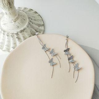Alloy Butterfly Fringed Earring 1 Pair - Earring - Dark Gray - One Size