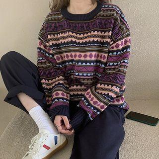 Jacquard Sweater Purple - One Size