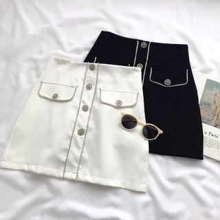 Rhinestone High-waist Mini Skirt