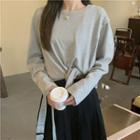 Asymmetrical Slit Long-sleeve T-shirt