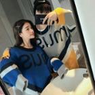 Couple Matching Color Block Letter Print Oversized Sweater