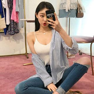 V-neck Spaghetti-strap Rib-knit Top