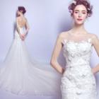 Sleeveless Applique Sheath Wedding Dress