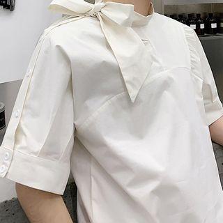 Plain Ruched Oversized Short Shirt