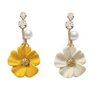 Rhinestone Beaded Flower Earrings