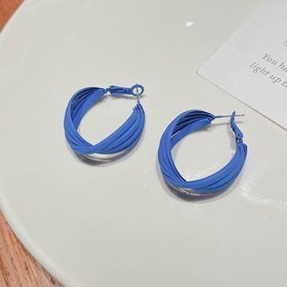 Alloy Hoop Earring 01 - 1 Pr - Blue - One Size