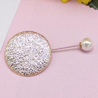 Faux Pearl Disc Brooch As Shown In Figure - One Size