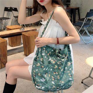 Two-way Floral Print Canvas Tote Bag