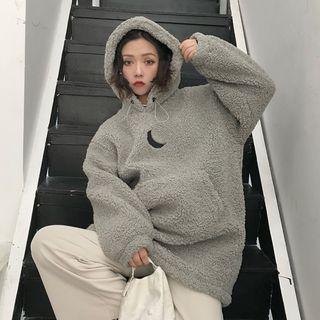 Crescent Embroidered Hoodie Gray - One Size