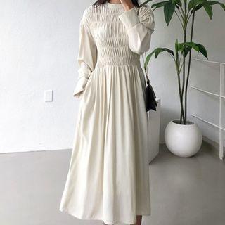 Ruched Long-sleeve Dress