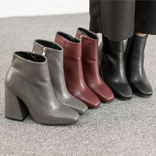 Chunky-heel Zip-up Booties