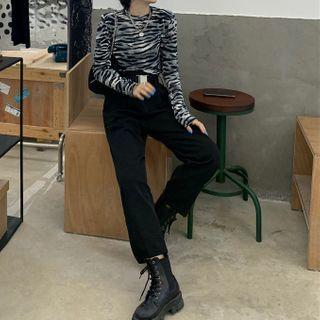 Long-sleeve Zebra Print Top / Harem Pants