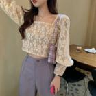 Lace Long-sleeve Blouse / Wide-leg Dress Pants