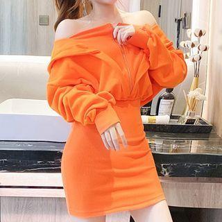 Mock Two-piece Hooded Mini Bodycon Dress