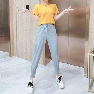 Set: Short-sleeve Plain T-shirt + Sweatpants