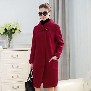 Front Pocket Plain Woolen Coat