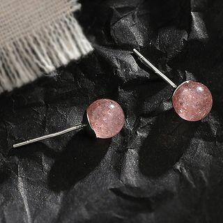 925 Sterling Silver Bead Stud Earring 544 - 1 Pair - Earrings - Light Purple - One Size
