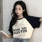 Elbow-sleeve Lettering Raglan T-shirt / Shorts