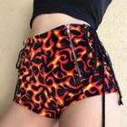 High-waist Fire Print Shorts