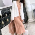 Buttoned Jacket / Sleeveless A-line Midi Dress