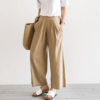 Mid-rise Wide-leg Linen Pants