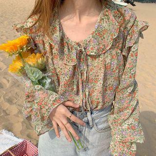 Floral Print Blouse Floral - Green - One Size