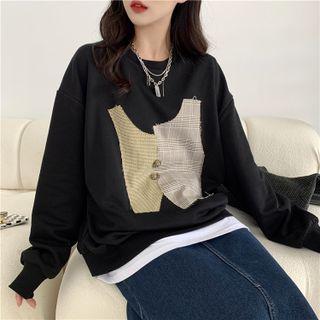 Mock Two Piece Crewneck Panel Sweatshirt
