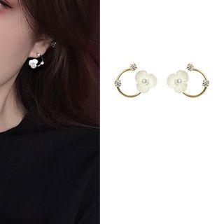 Shell Flower Earring 1 Pair - 925 Silver Needle - One Size