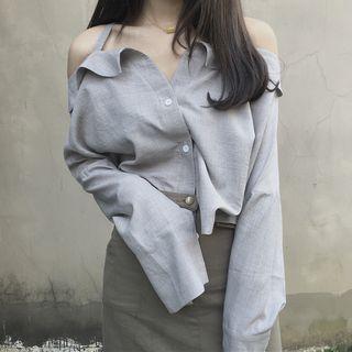Cold Shoulder Long-sleeve Blouse